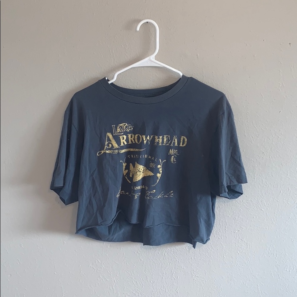 Old Navy Blue Lake Arrowhead Cropped Tee- Large
